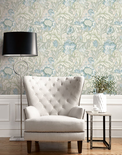 Acanthus Garden Vintage Unpasted Wallpaper
