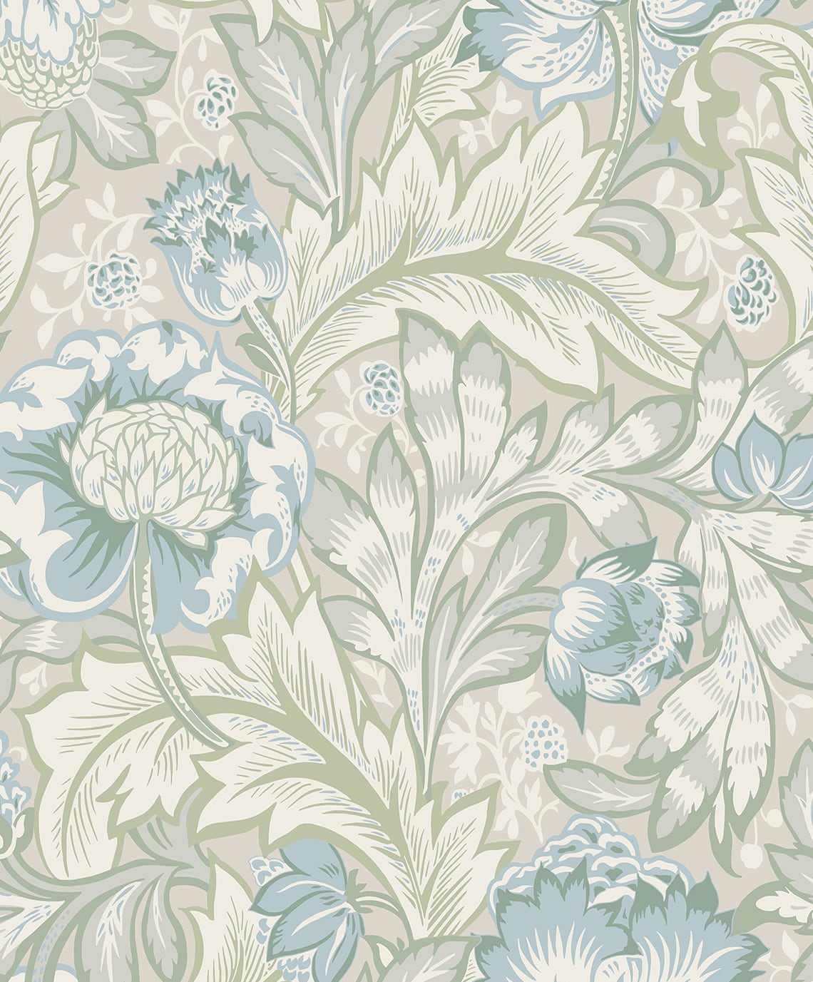 Acanthus Garden Vintage Unpasted Wallpaper