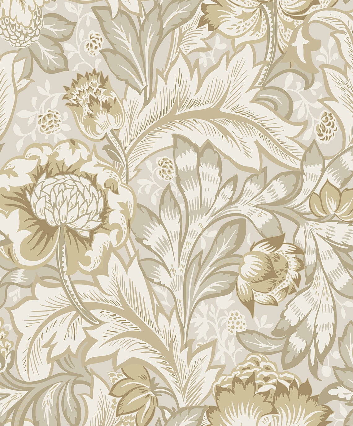 Acanthus Garden Vintage Unpasted Wallpaper