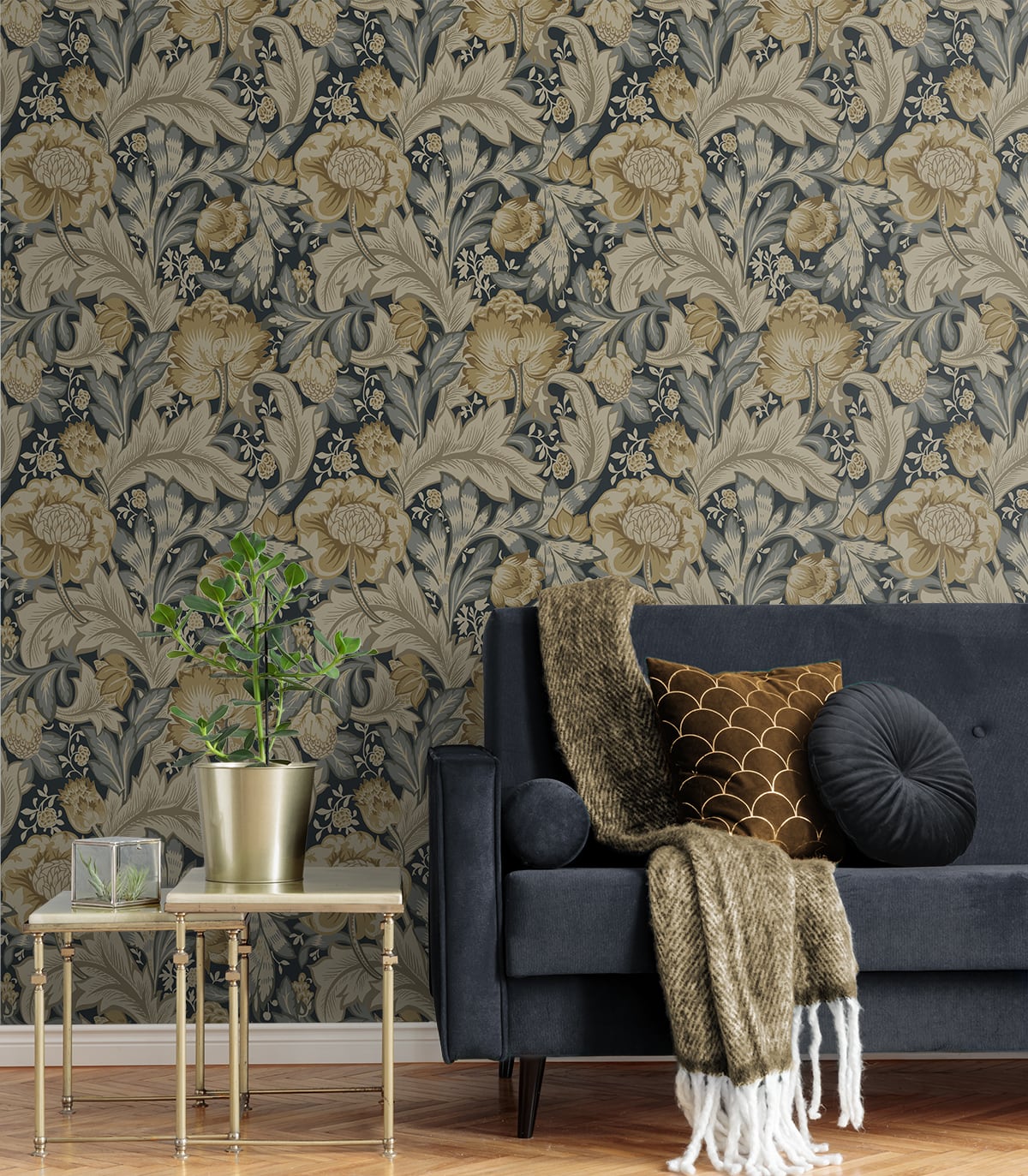 Acanthus Garden Vintage Unpasted Wallpaper