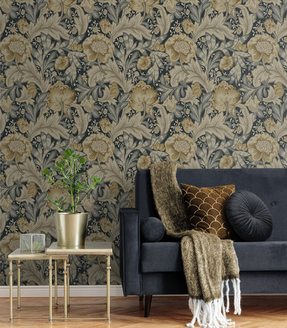 Acanthus Garden Vintage Unpasted Wallpaper