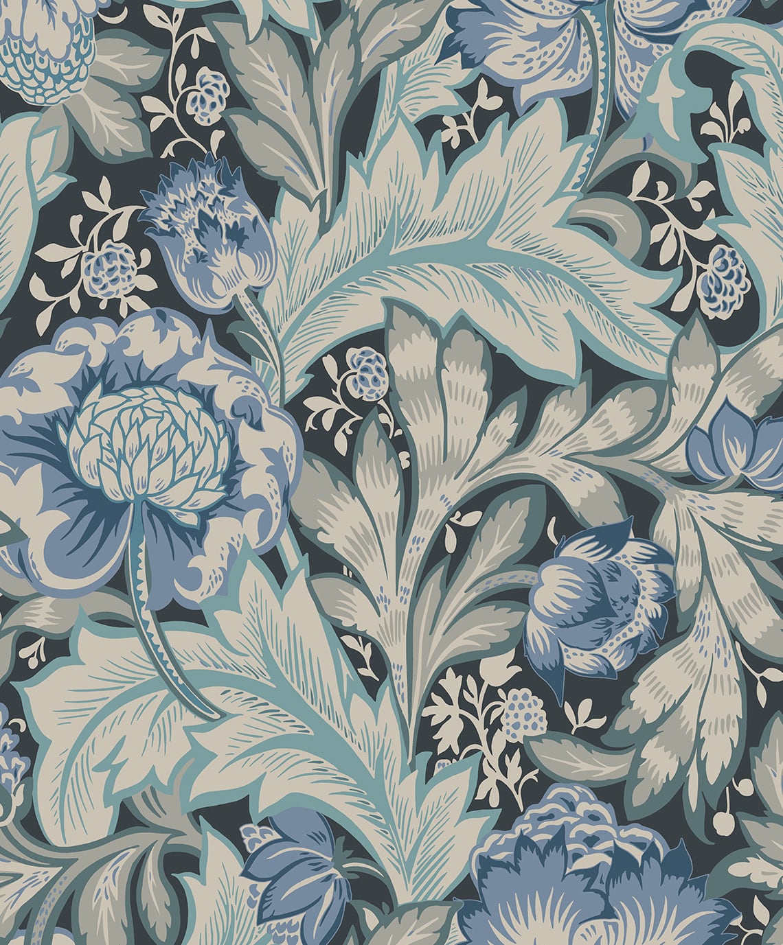 Acanthus Garden Vintage Unpasted Wallpaper