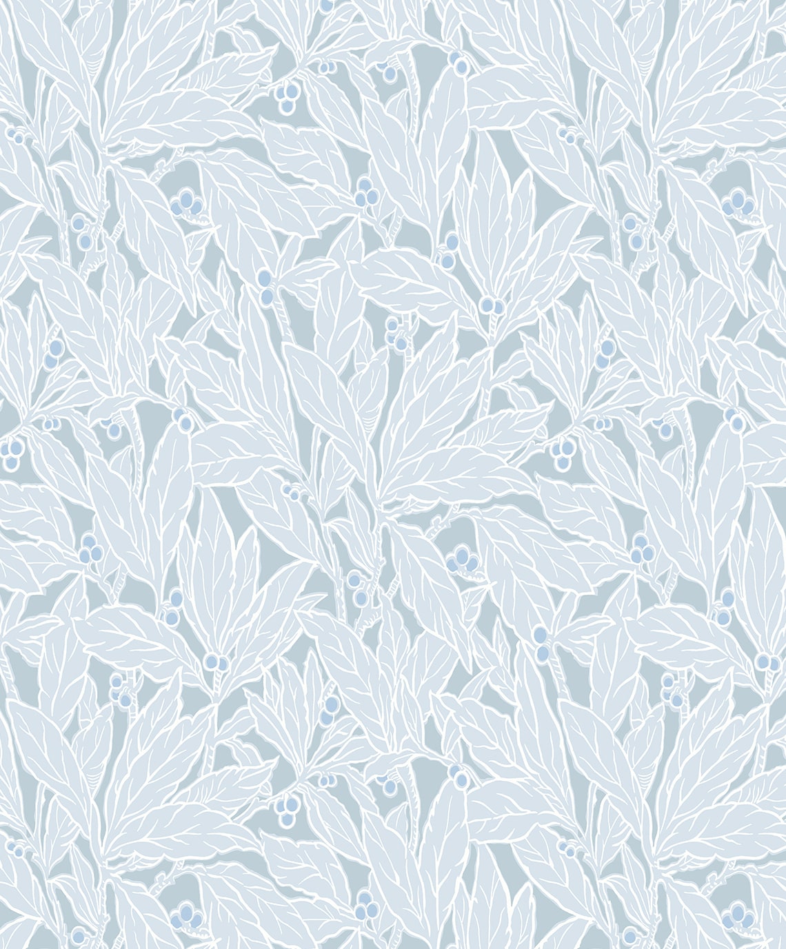 Leaf and Berry Botanical Vintage Unpasted Wallpaper