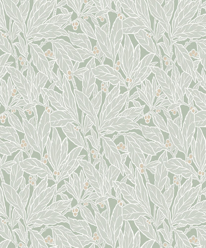 Leaf and Berry Botanical Vintage Unpasted Wallpaper