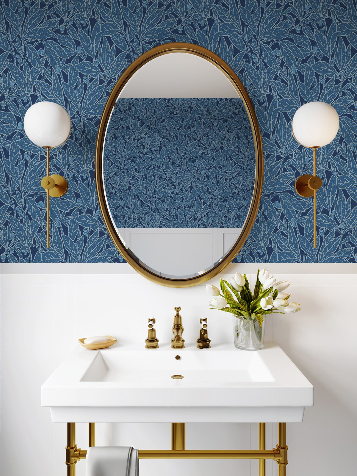 Leaf and Berry Botanical Vintage Unpasted Wallpaper