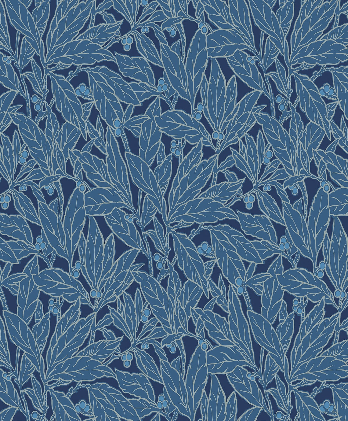 Leaf and Berry Botanical Vintage Unpasted Wallpaper
