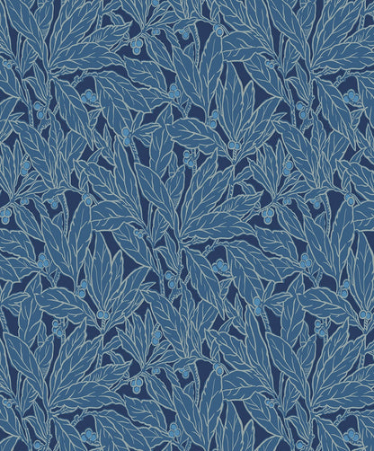 Leaf and Berry Botanical Vintage Unpasted Wallpaper