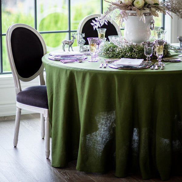 Solid Green Tablecloth 120" by Crown Linen Designs