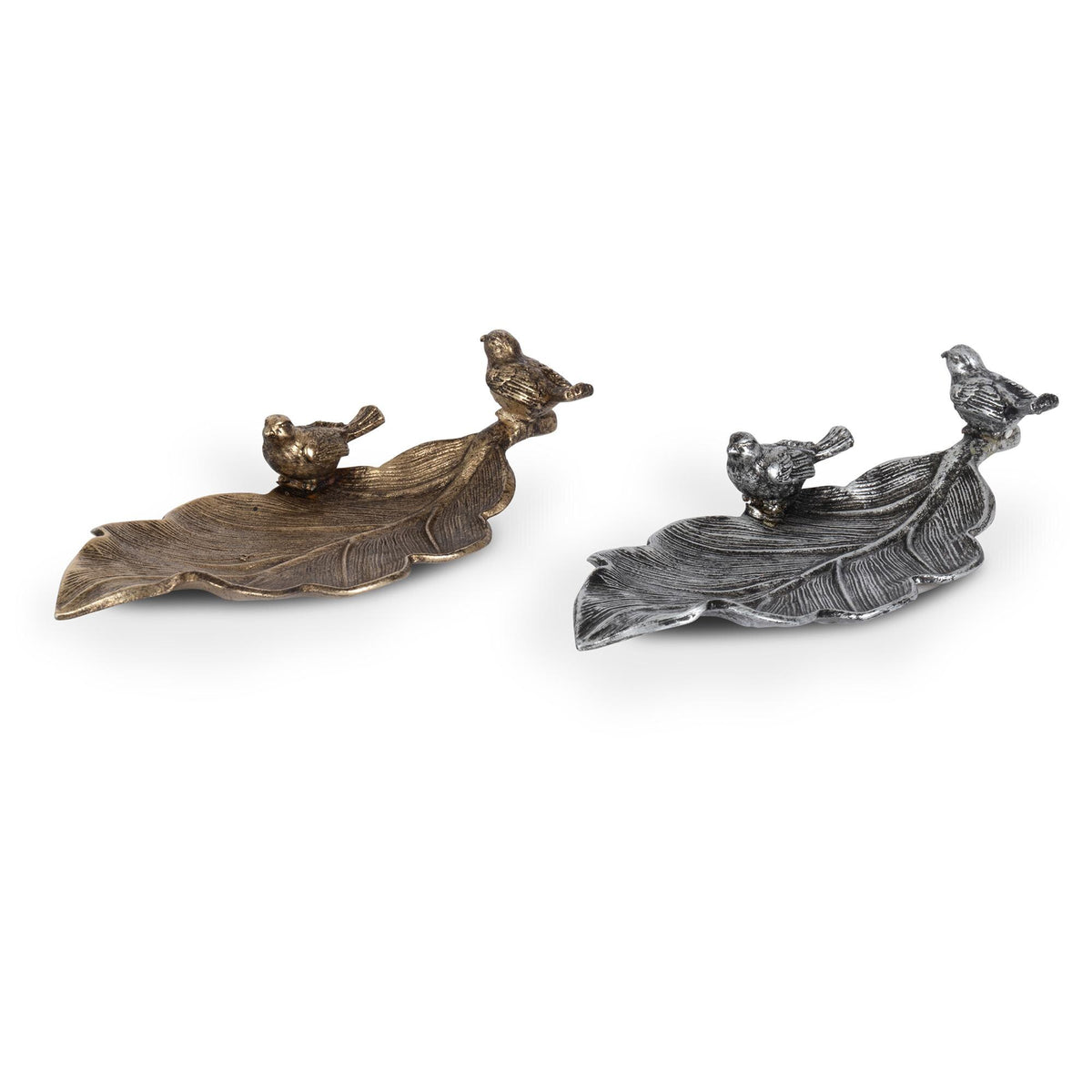 Leaf Shape with Bird Pewter Trinket Dish, 2 Asst.,5.3"W