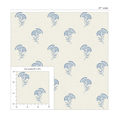 French Country Lotus Branch Floral Unpasted Wallpaper