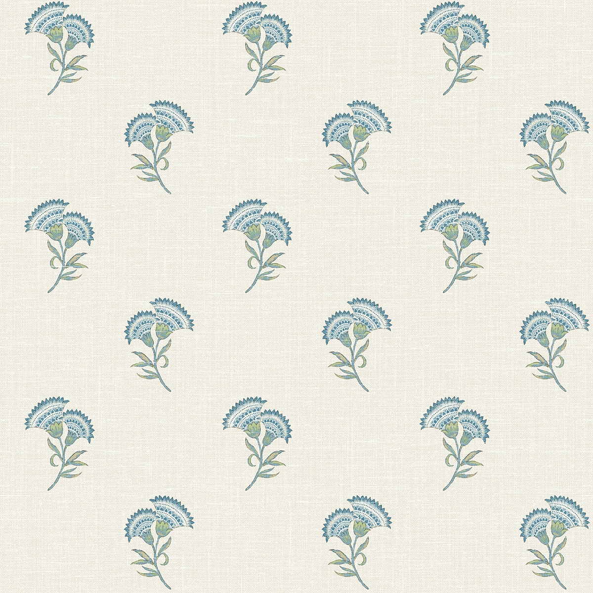 French Country Lotus Branch Floral Unpasted Wallpaper