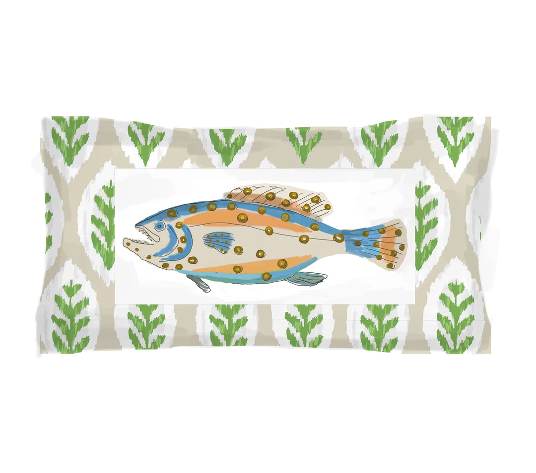 Fish Plaque Lumbar Pillow by Dana Gibson