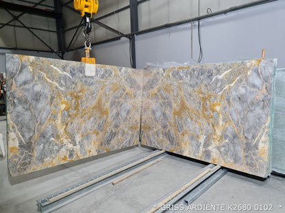 Gris Ardiente Gray Bookmatching Marble Slabs Polished - Full Truckload