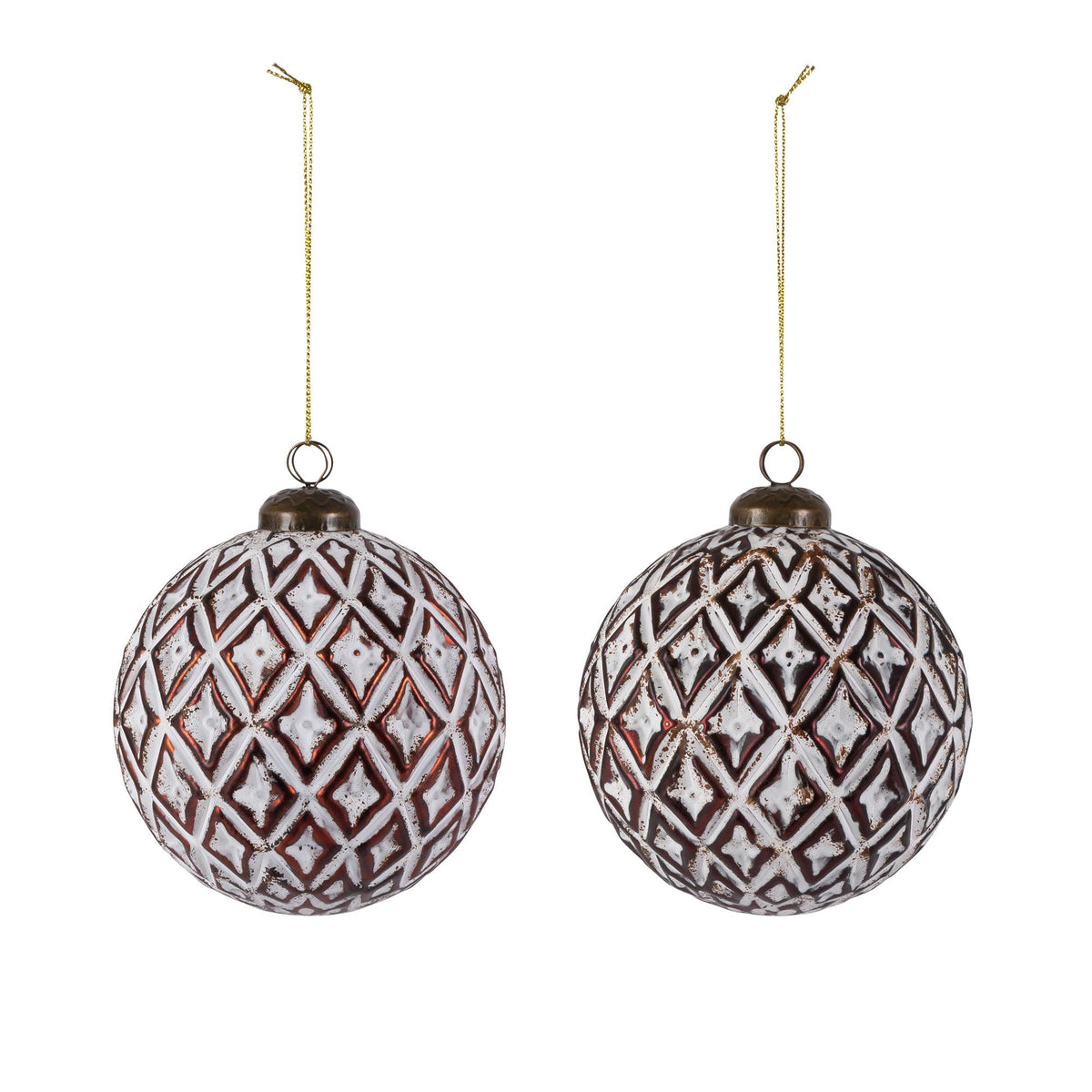 White-Washed Diamond Ornament, 2 Assorted Styles