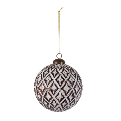 White-Washed Diamond Ornament, 2 Assorted Styles