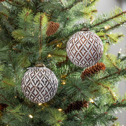 White-Washed Diamond Ornament, 2 Assorted Styles