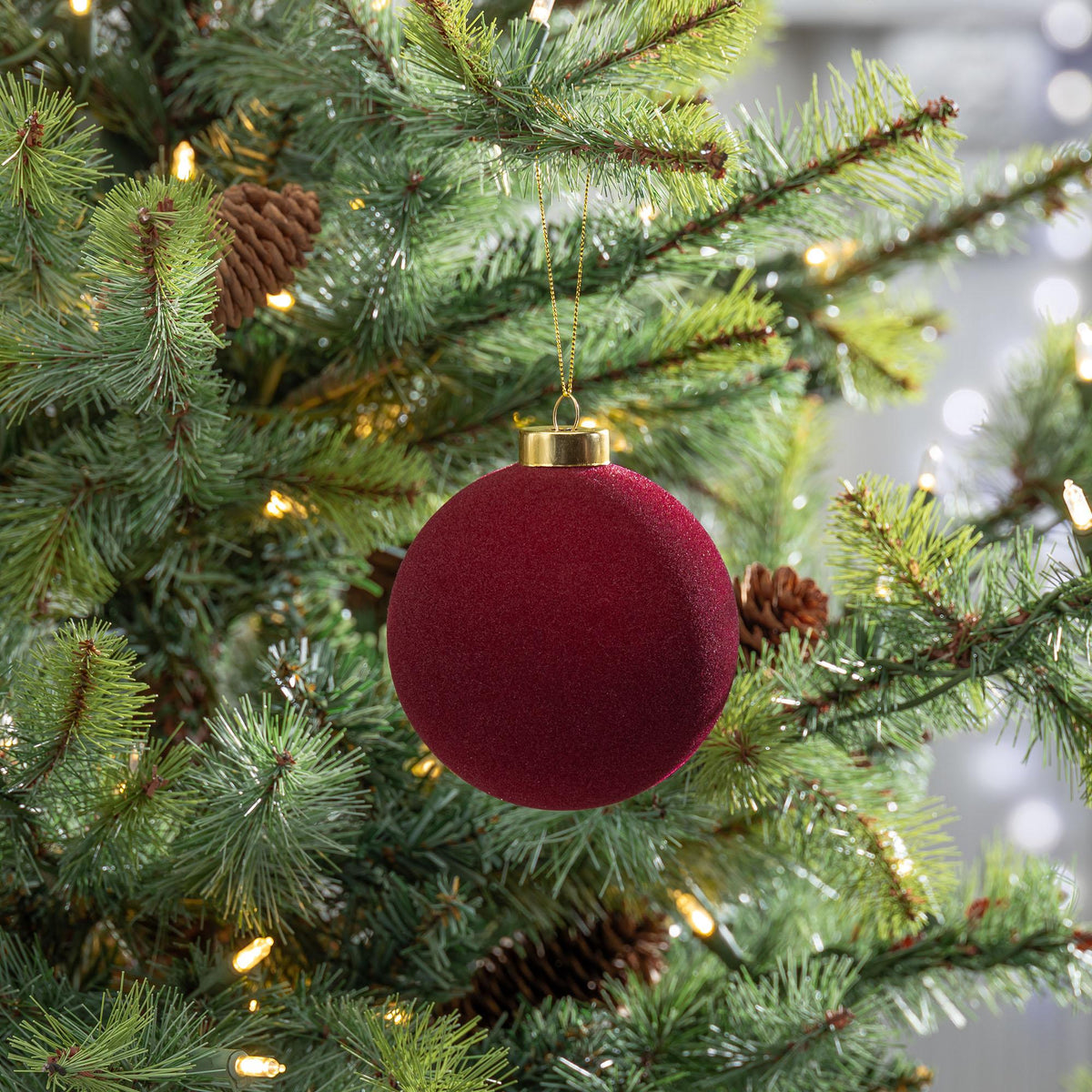 Burgundy Flocked Ornament, 4"