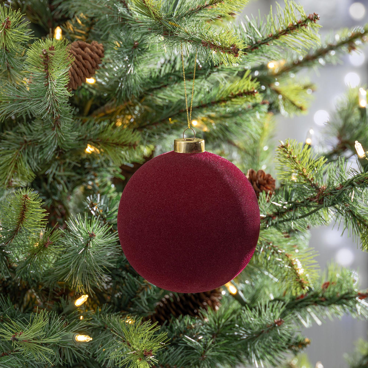 Burgundy Flocked Ornament, 4.75"