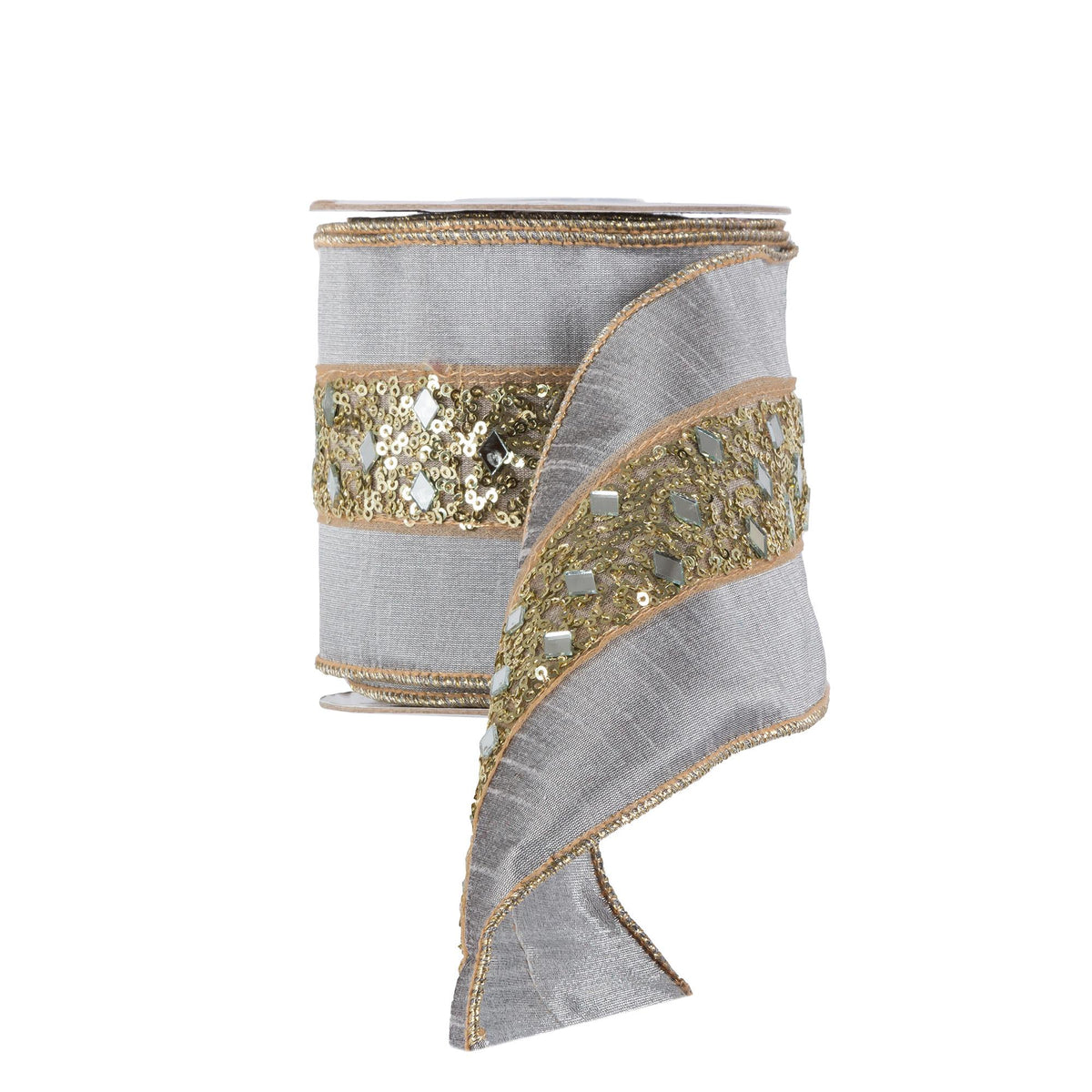 Greige and Gold Glitter Ribbon