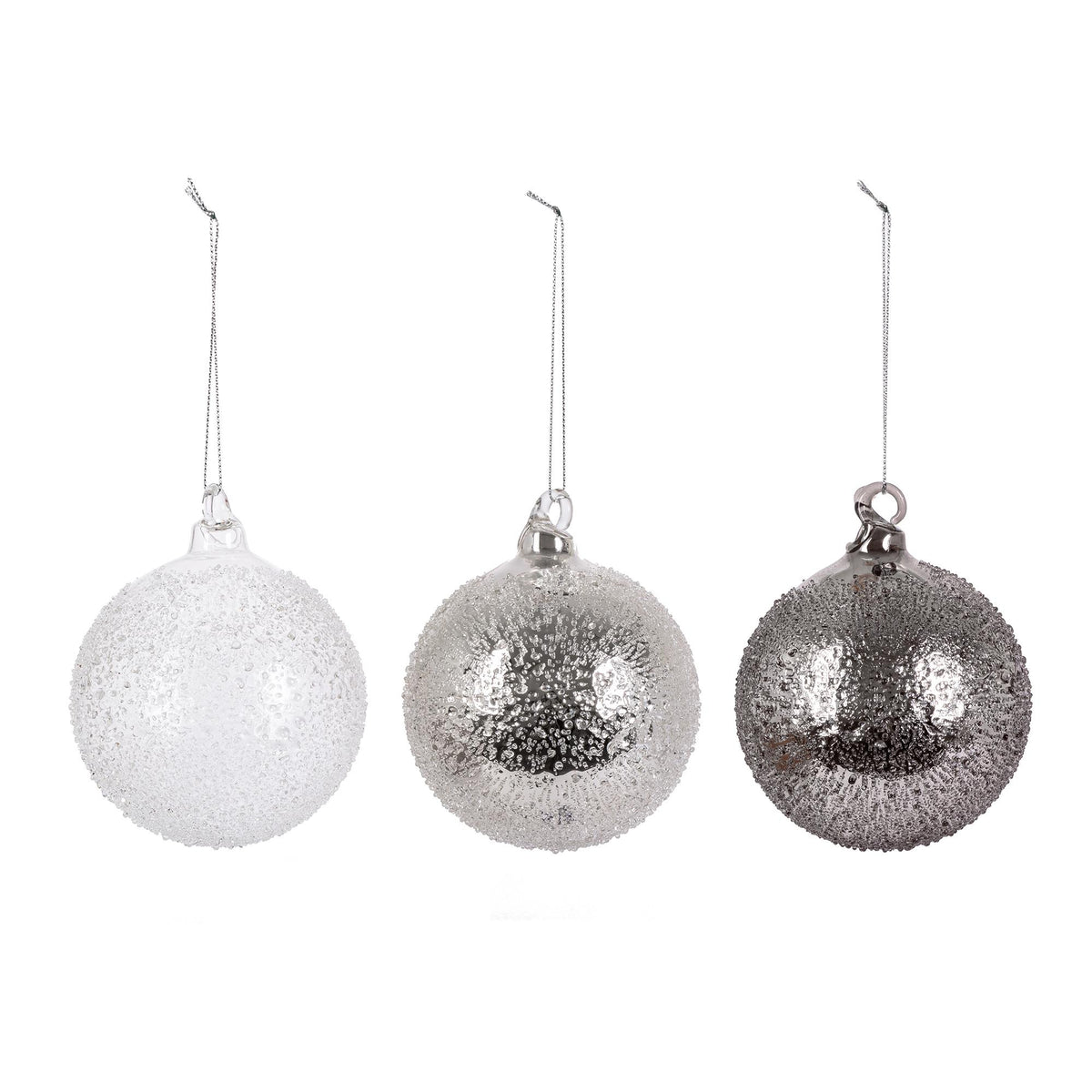 Heavy Metal Glass Ornament, 3 Assorted Styles