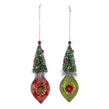 Retro Tree Tear Drop Ornament, 2 Assorted Styles
