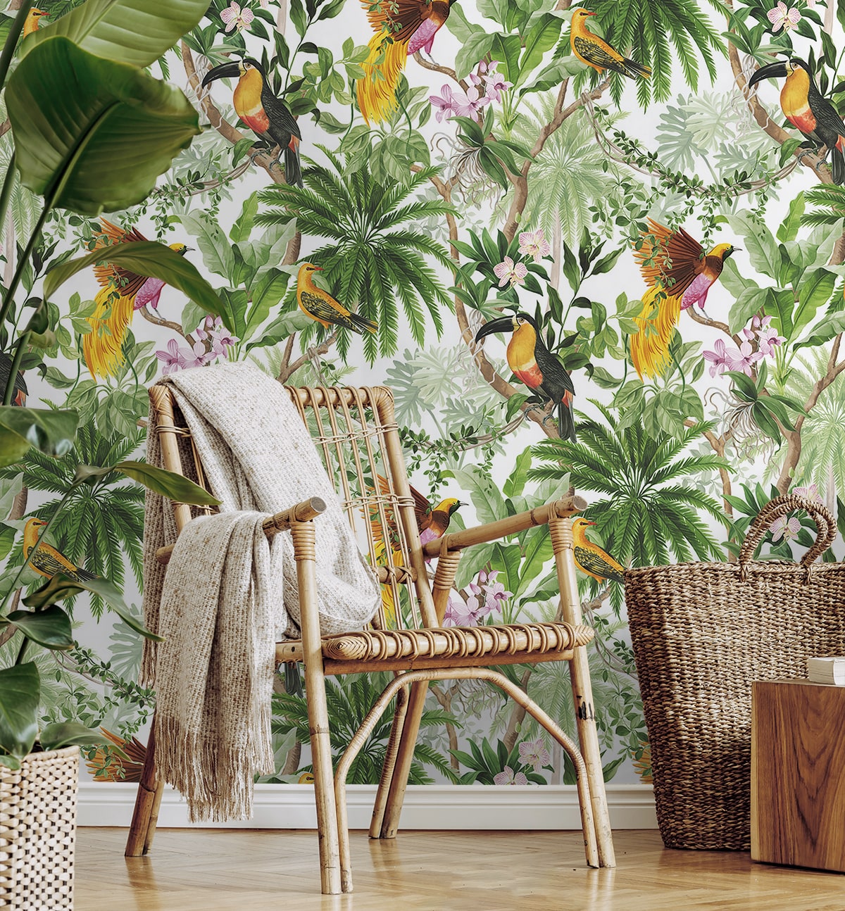 Tropical Bird Peel and Stick Removable Wallpaper