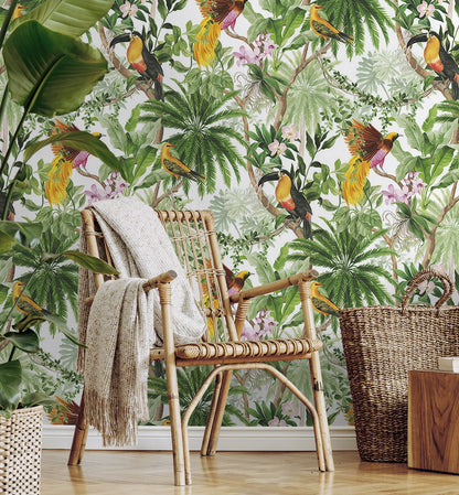 Tropical Bird Peel and Stick Removable Wallpaper