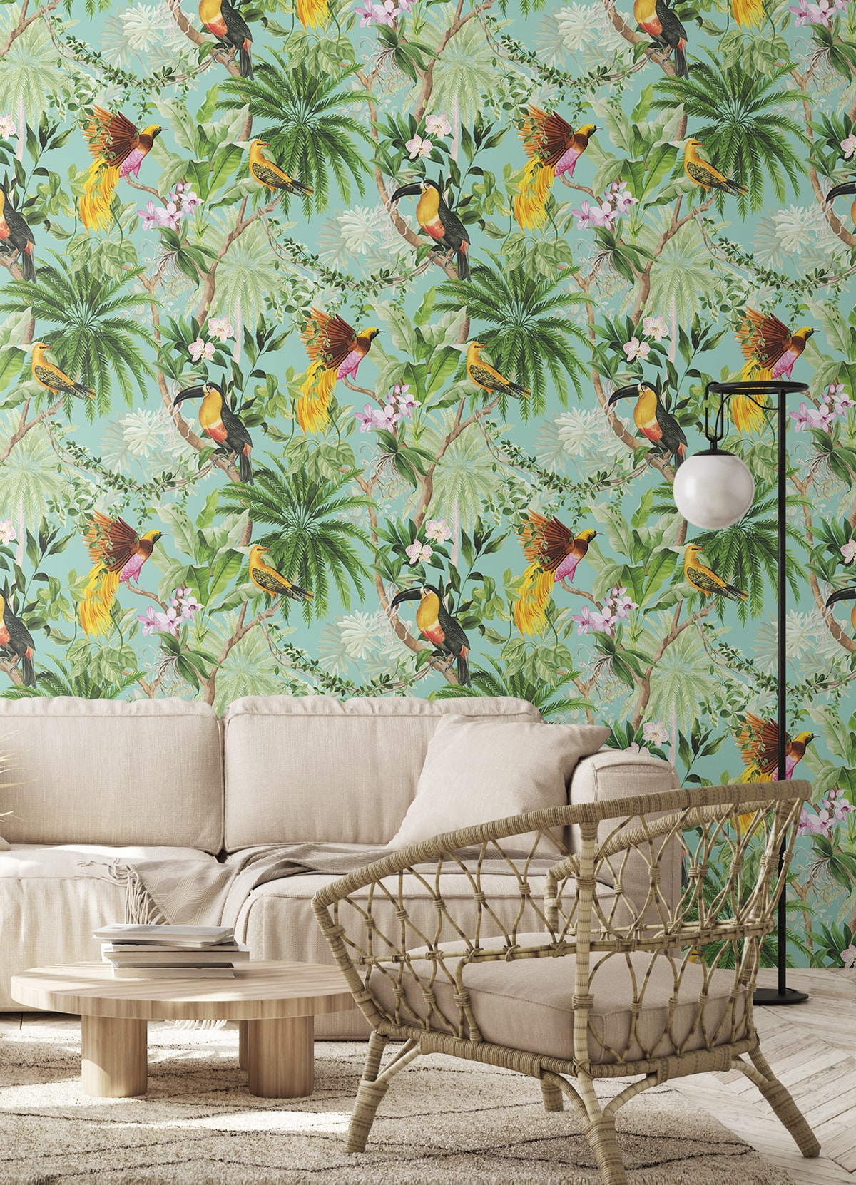 Tropical Bird Peel and Stick Removable Wallpaper
