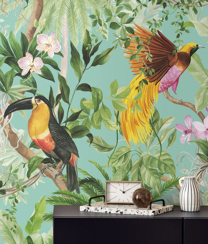Tropical Bird Peel and Stick Removable Wallpaper