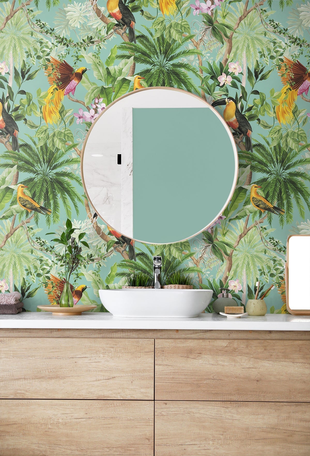 Tropical Bird Peel and Stick Removable Wallpaper