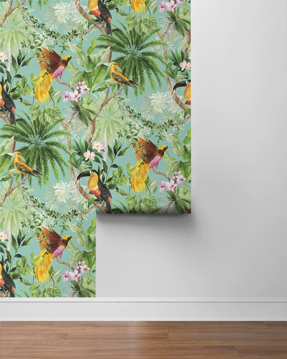 Tropical Bird Peel and Stick Removable Wallpaper