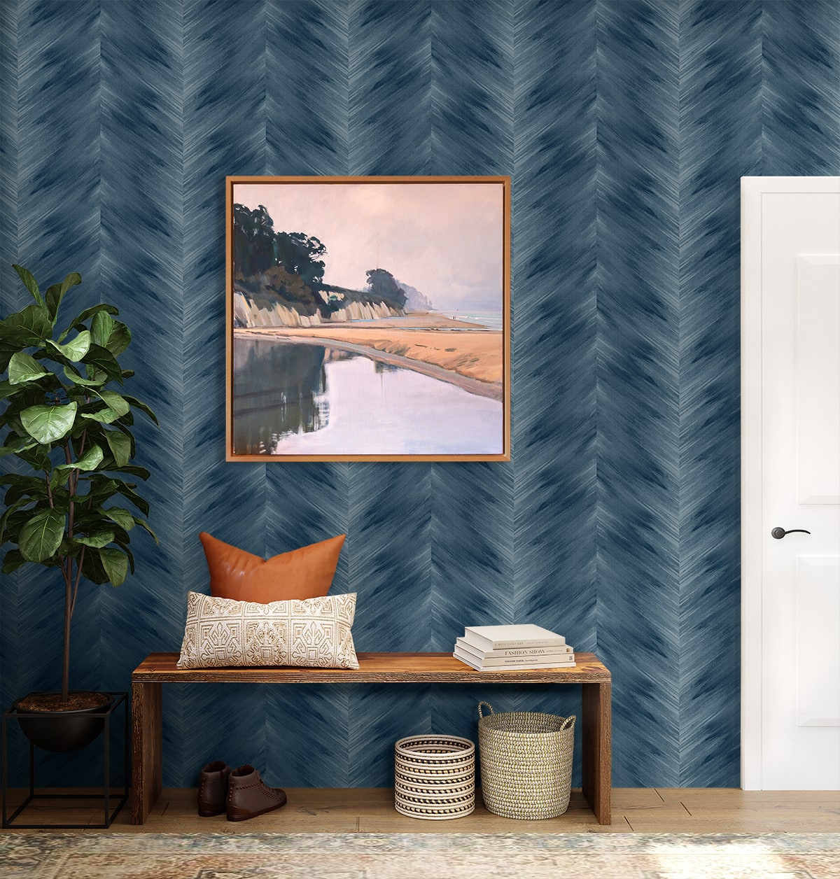 Washed Chevron Abstract Peel and Stick Removable Wallpaper
