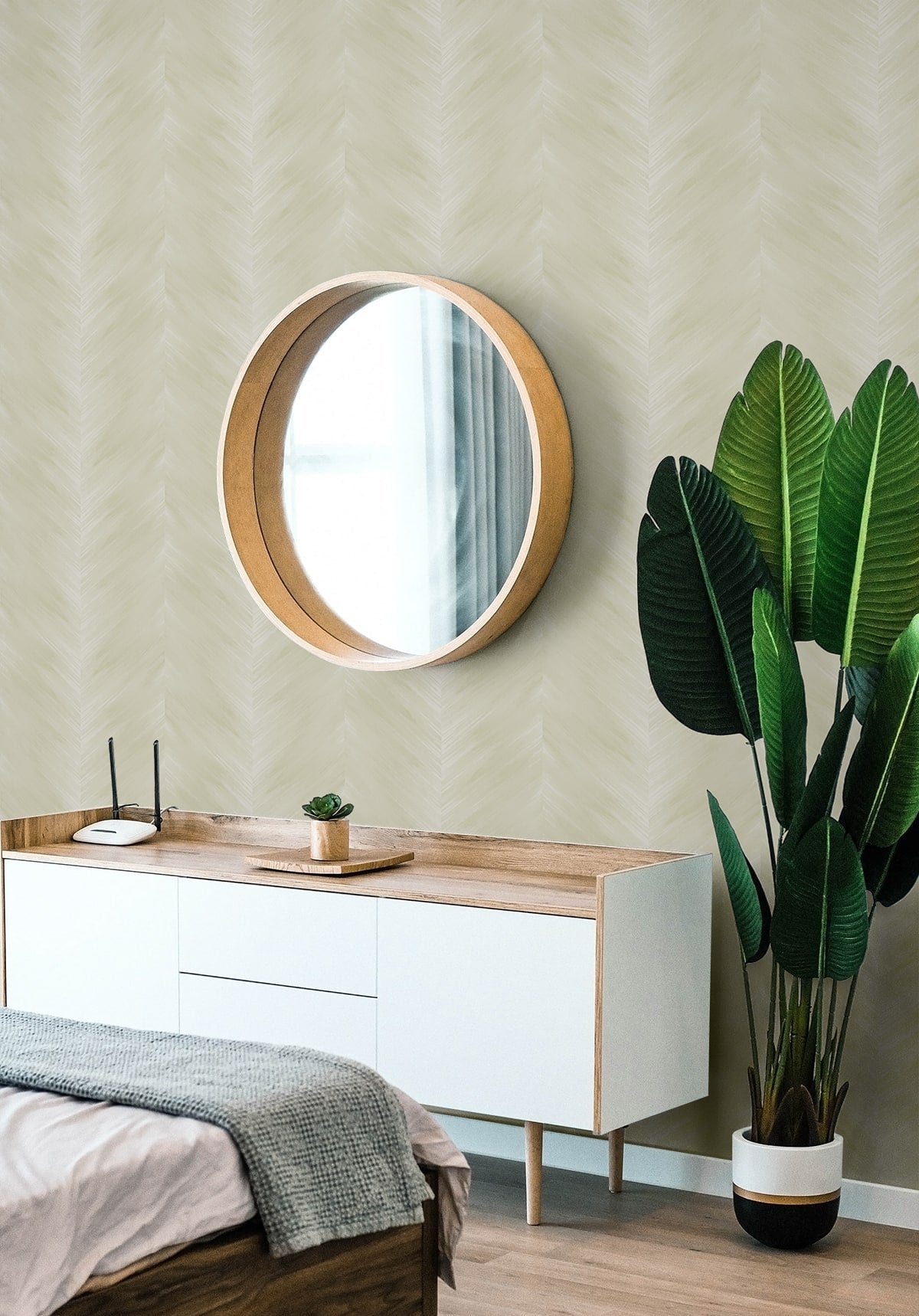 Washed Chevron Abstract Peel and Stick Removable Wallpaper