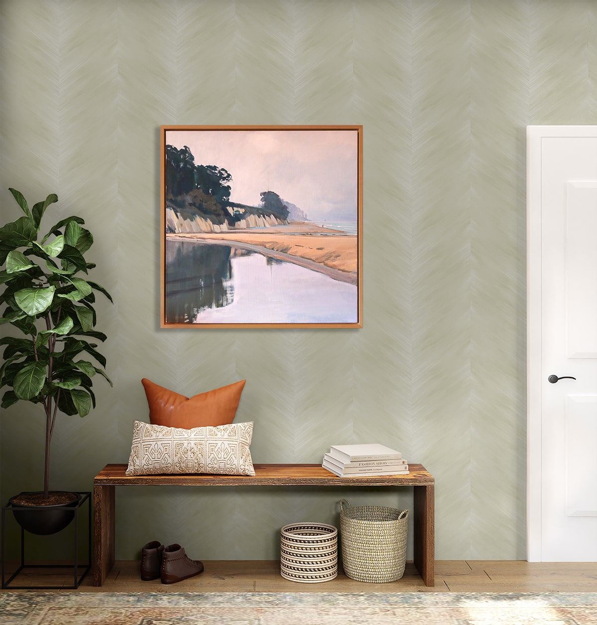 Washed Chevron Abstract Peel and Stick Removable Wallpaper