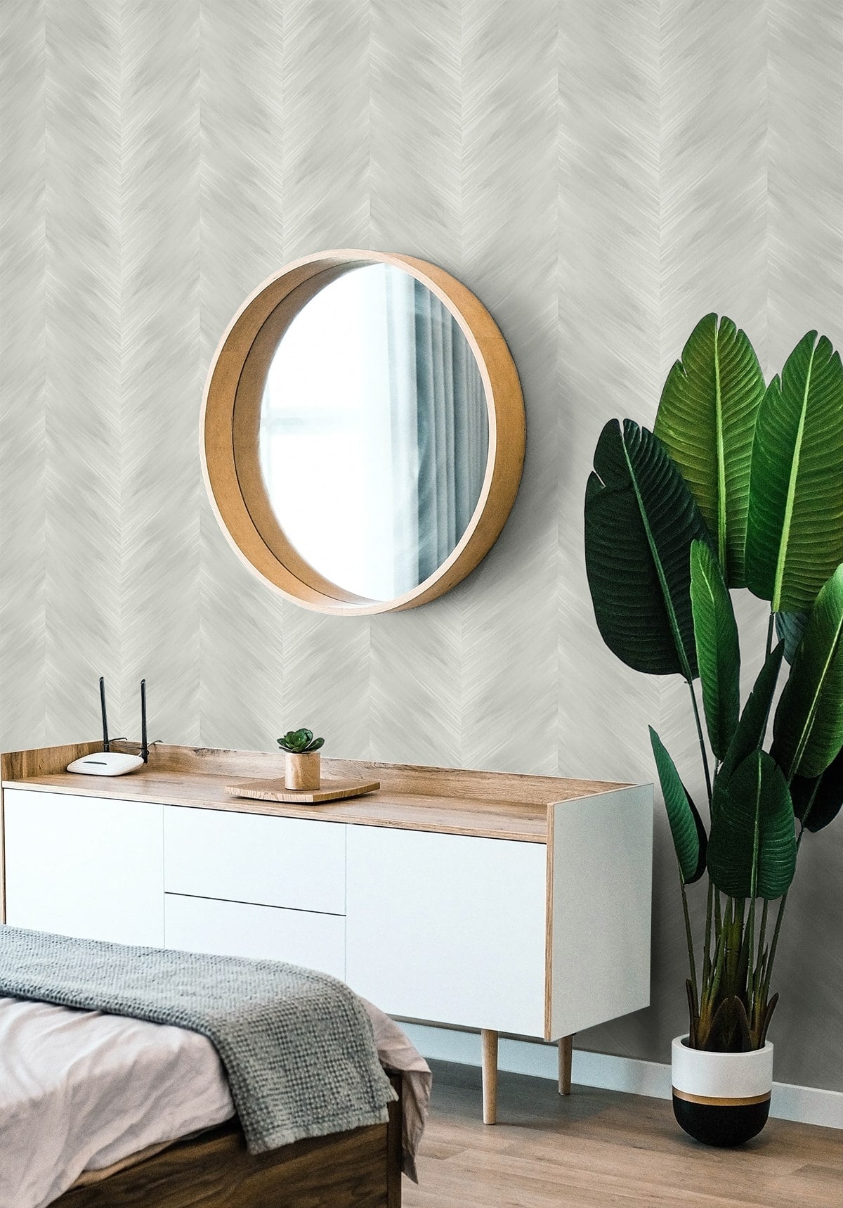Washed Chevron Abstract Peel and Stick Removable Wallpaper
