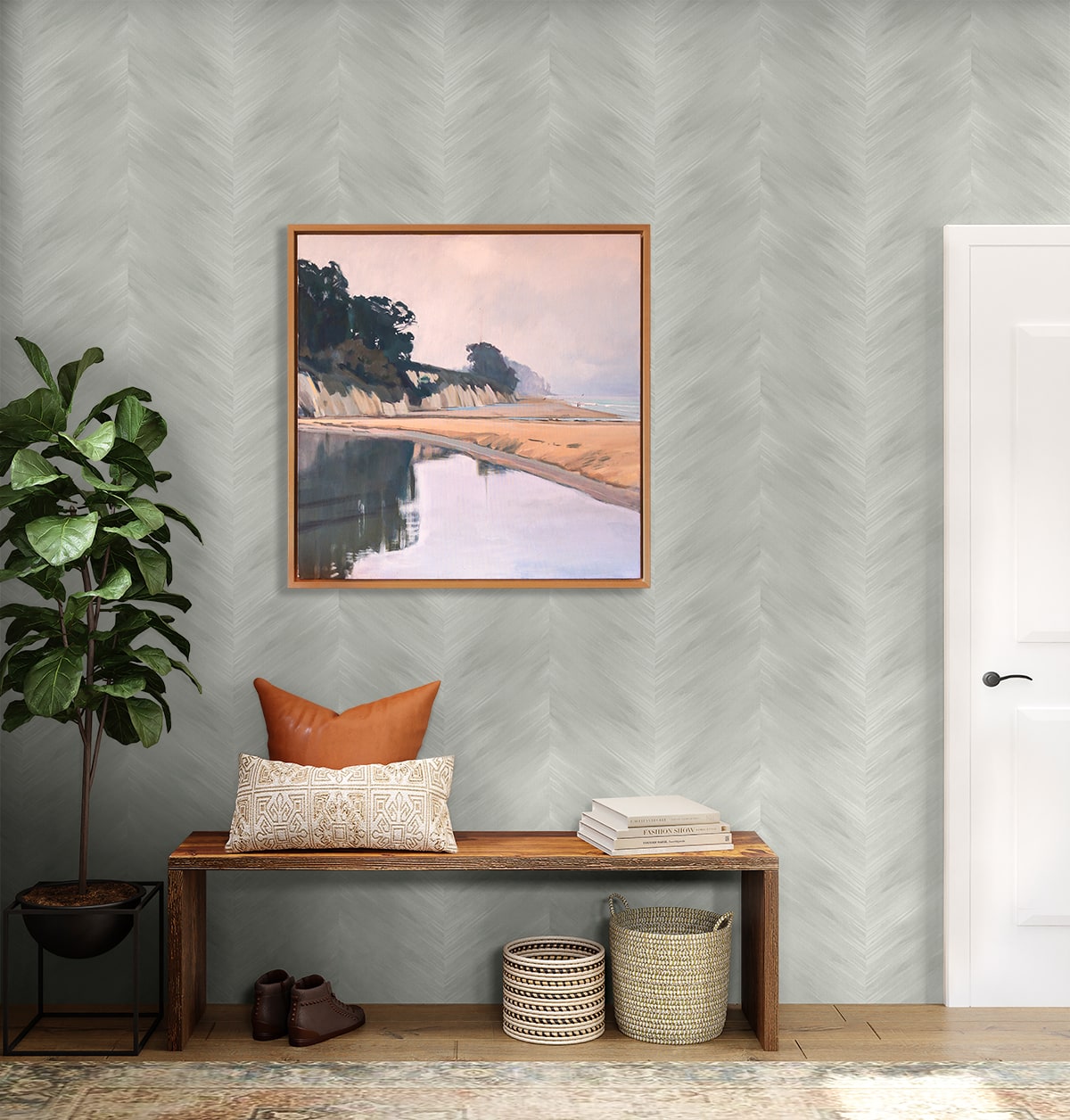 Washed Chevron Abstract Peel and Stick Removable Wallpaper