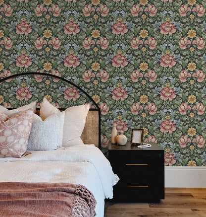 Vintage Floral Garden Peel and Stick Removable Wallpaper