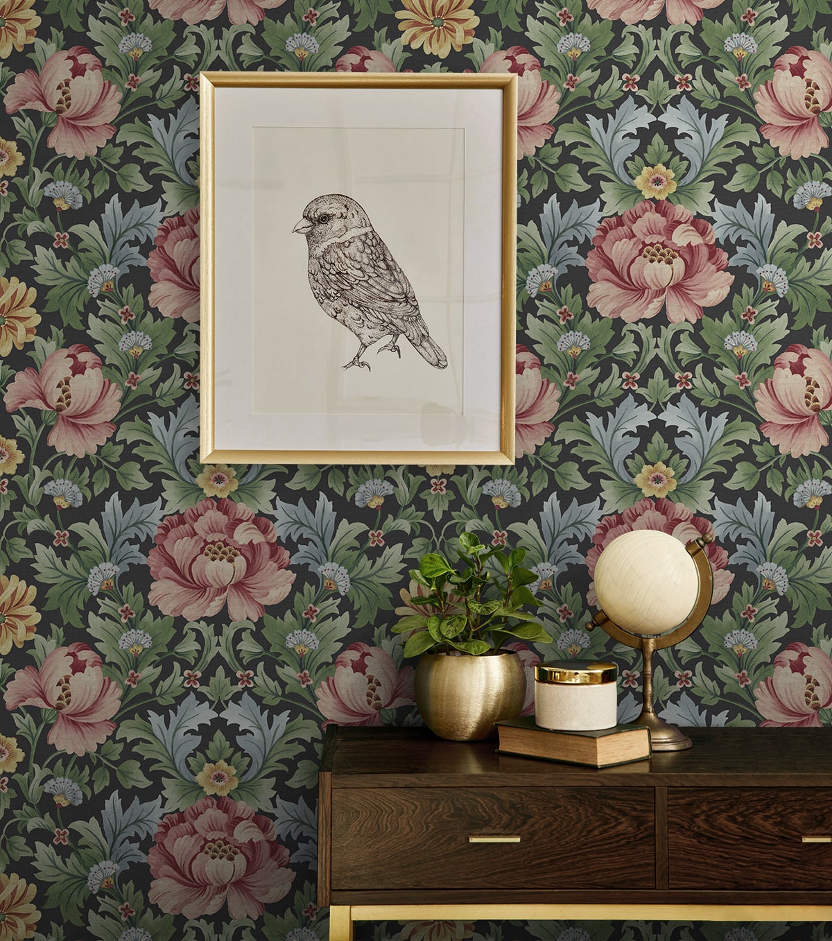 Vintage Floral Garden Peel and Stick Removable Wallpaper