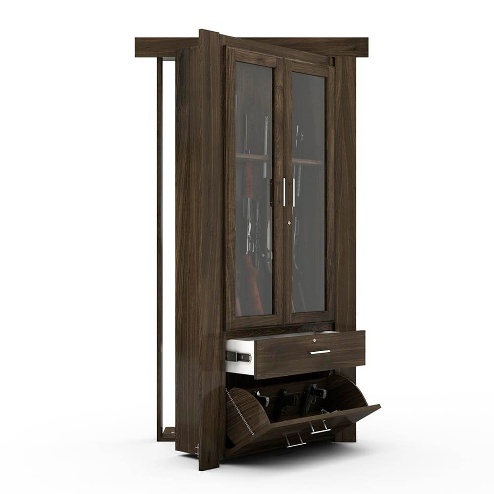 Hidden Flush Mount Maple Gun Cabinet Door