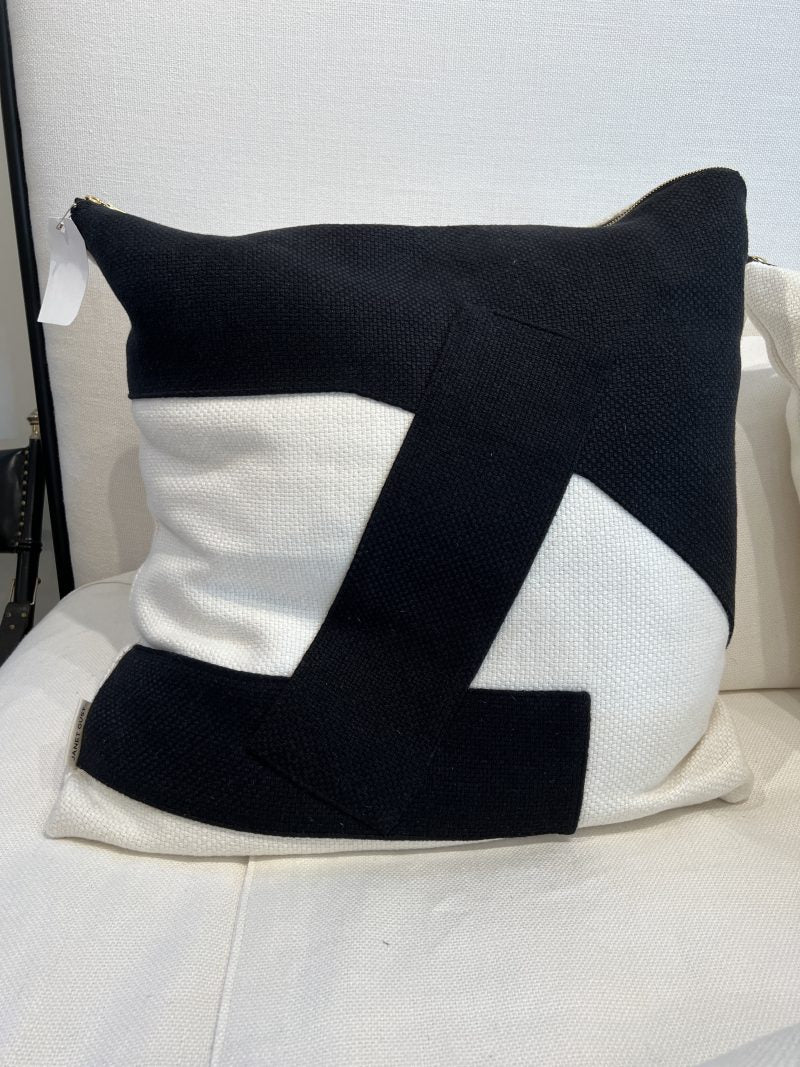 Heavy Black Belgian Linen on Oyster Throw Pillow by Tara Shaw