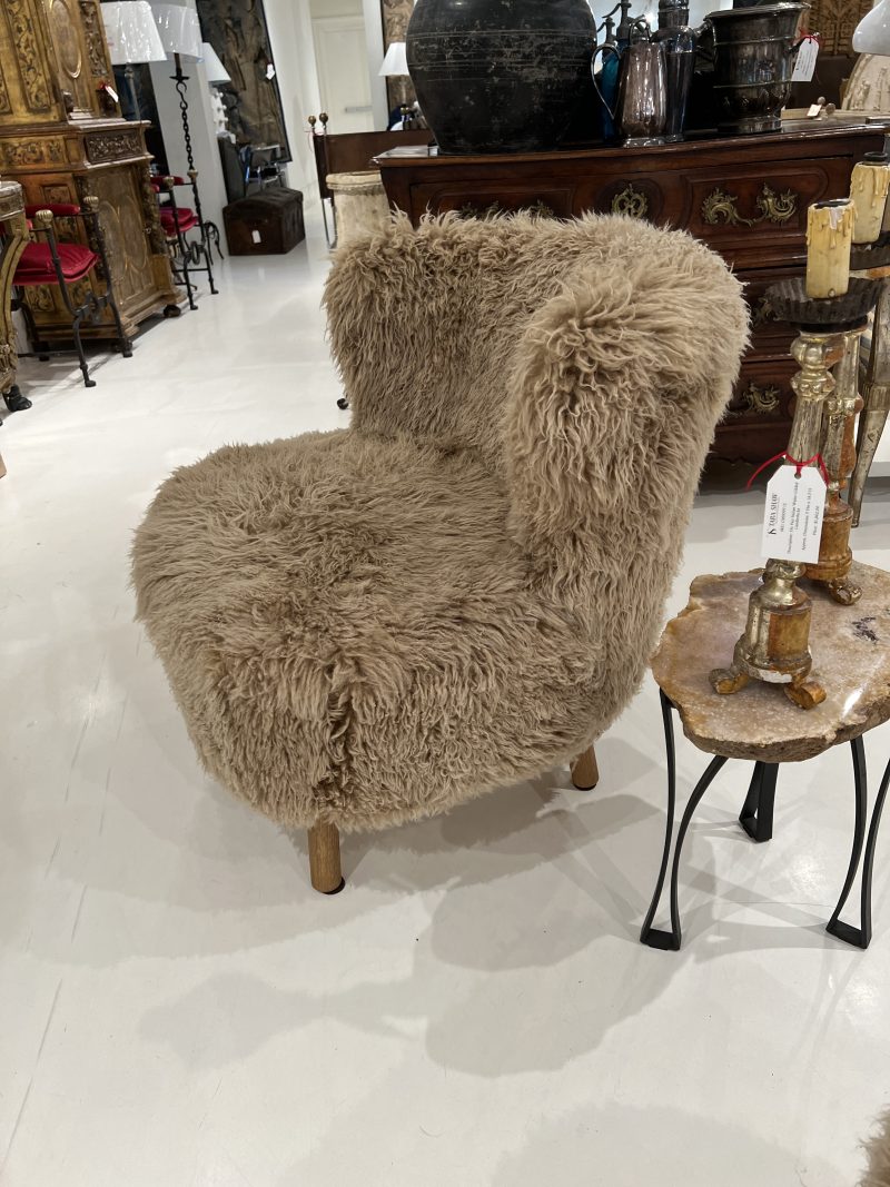 New Zealand Sheepskin Chair and Ottoman by Tara Shaw