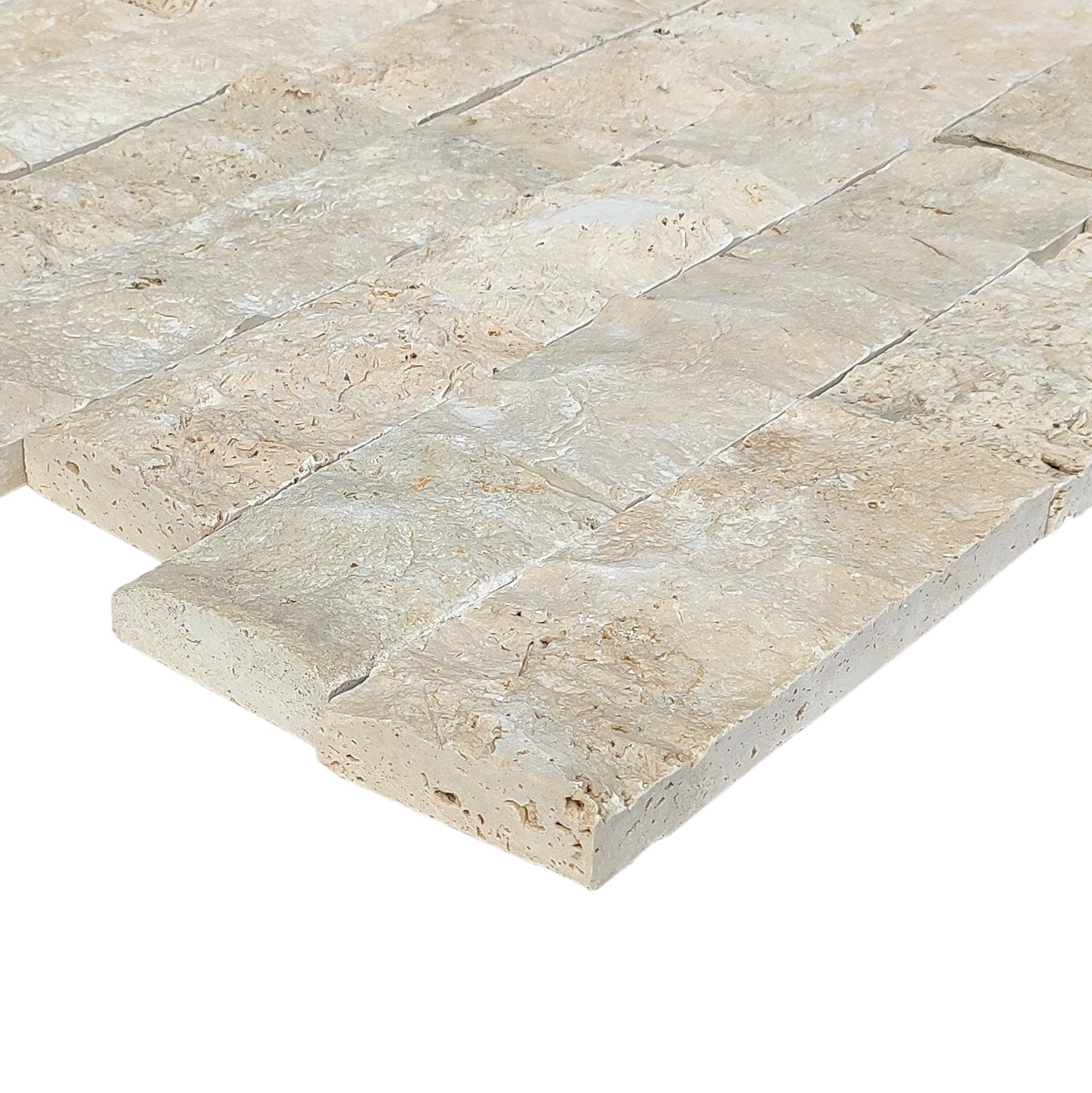 Ivory Light 4"xFree Length Split-face Natural Travertine Wall Tile - Livfloors Collection