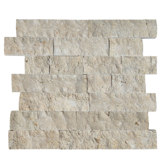 Ivory Light 4"xFree Length Split-face Natural Travertine Wall Tile - Livfloors Collection