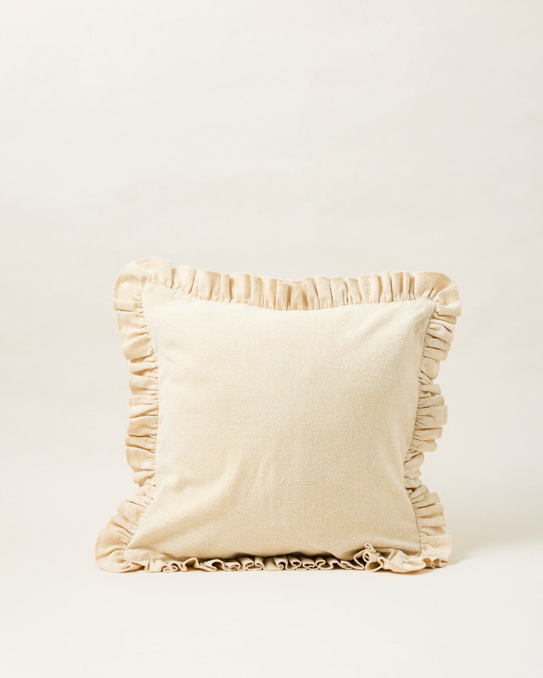 Slubby Cotton Ruffle Pillow