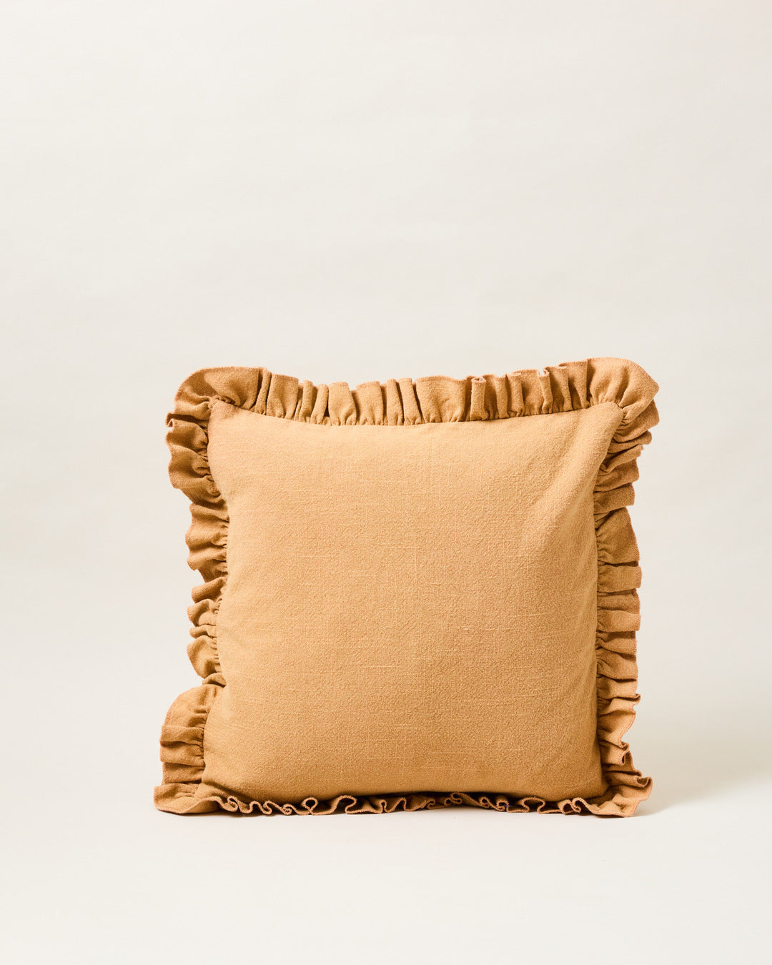 Slubby Cotton Ruffle Pillow