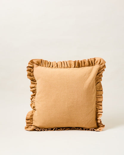 Slubby Cotton Ruffle Pillow