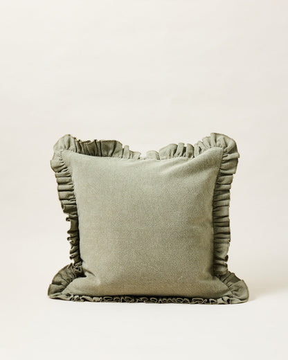 Slubby Cotton Ruffle Pillow