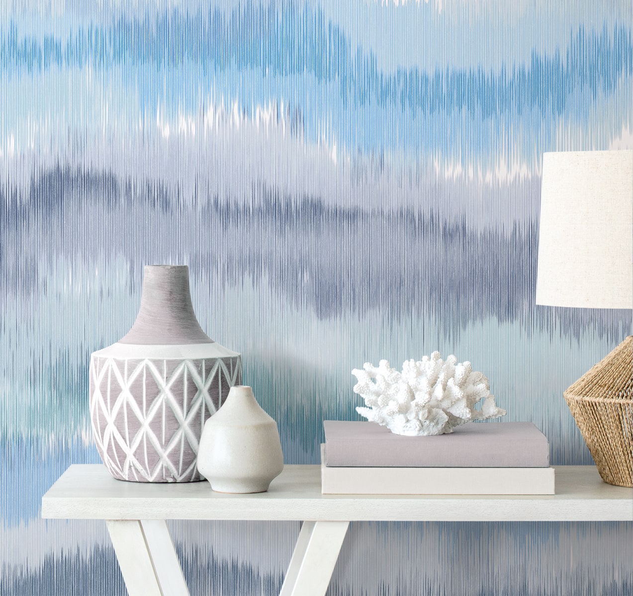 Ikat Waves Abstract Peel and Stick Removable Wallpaper