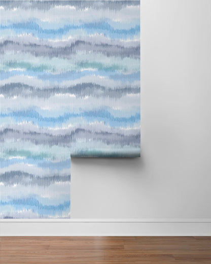 Ikat Waves Abstract Peel and Stick Removable Wallpaper