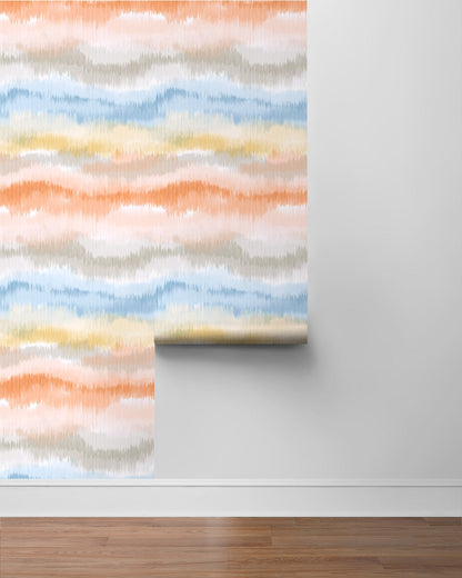 Ikat Waves Abstract Peel and Stick Removable Wallpaper